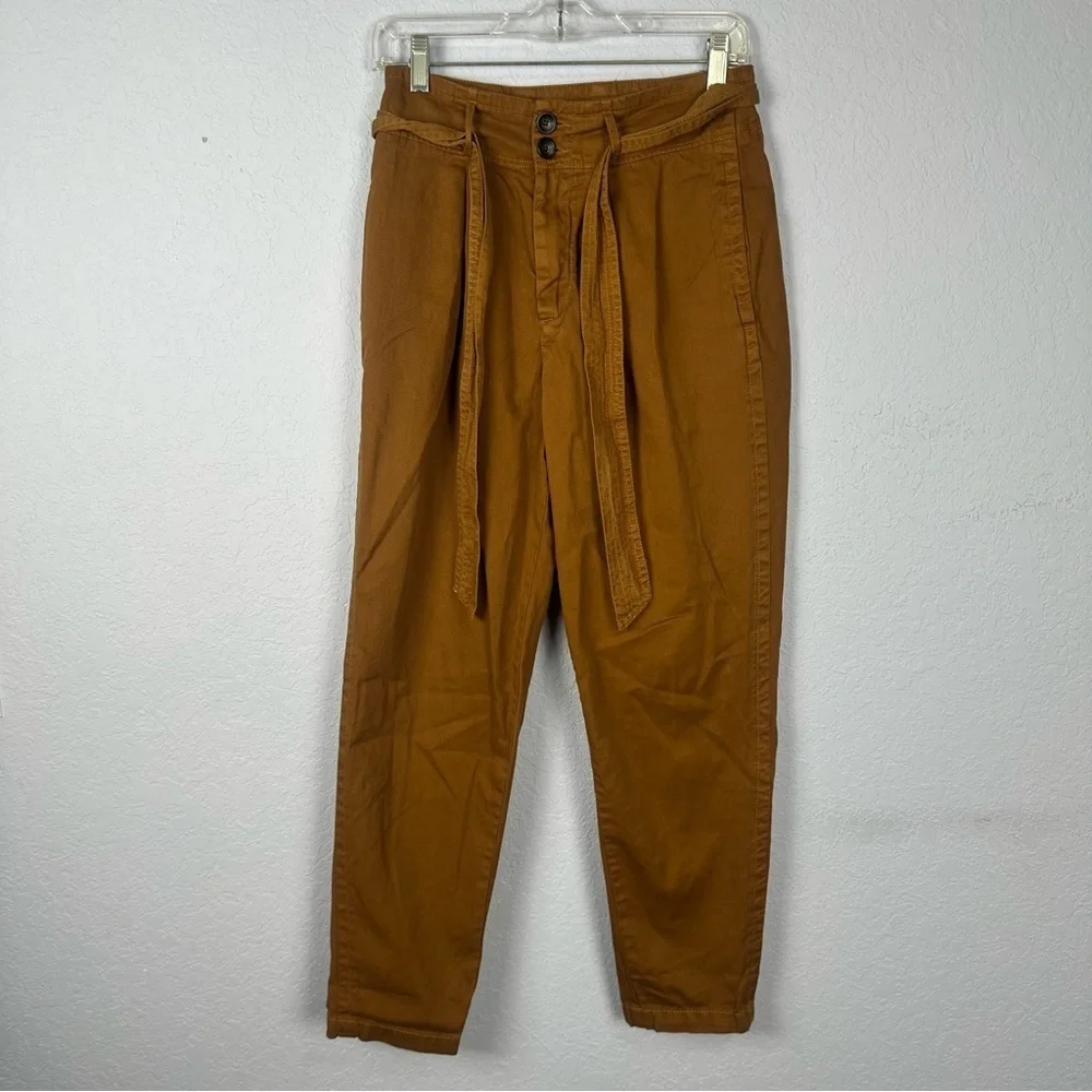 Free People Cotton High Rise Pegged 90’s Belted Ankle Pants Fits 2-4